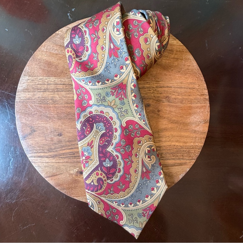 Christopher Hayes Mens 100% Silk Fall Colors Paisley Tie Made In Italy